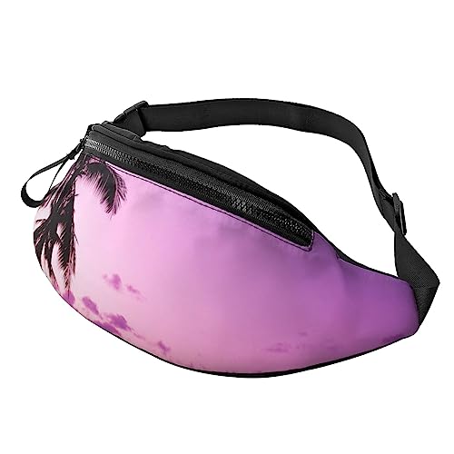 Gürteltasche mit Musiknoten, mit verstellbarem Gürtel, für Herren und Damen, Blau, für Sport, Laufen, Wandern, Joggen, Tropischer Baum, Rosa, Einheitsgröße von Faduni