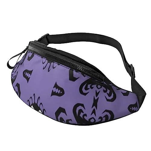 Gürteltasche mit Sonnenblumen-Motiv, Schwarz, mit verstellbarem Gürtel für Männer und Frauen, Sport, Laufen, Wandern, Joggen, Horror-Muster auf violettem Hintergrund, Einheitsgröße von Faduni