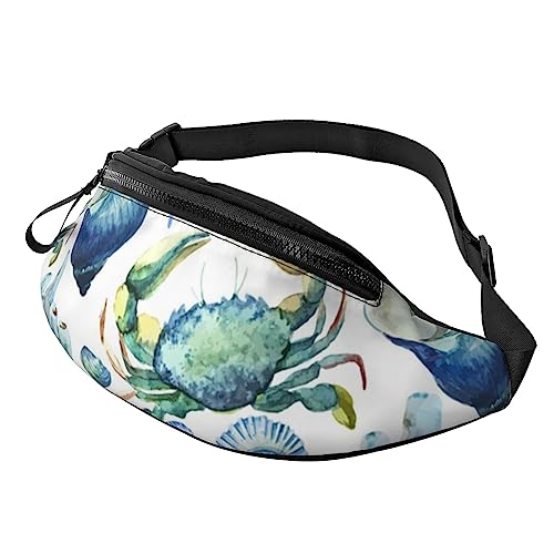 Gürteltasche mit Sonnenblumen-Motiv, Schwarz, mit verstellbarem Gürtel für Männer und Frauen, Sport, Laufen, Wandern, Joggen, Krabbe Conch, Einheitsgröße von Faduni