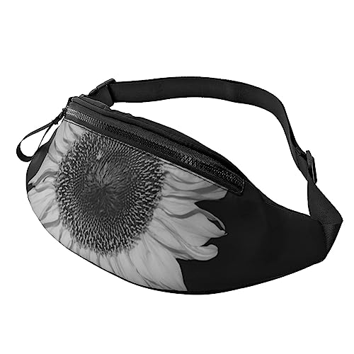 Gürteltasche mit Sonnenblumen-Motiv, Schwarz, mit verstellbarem Gürtel für Männer und Frauen, Sport, Laufen, Wandern, Joggen, Sonnenblume Schwarz, Einheitsgröße von Faduni