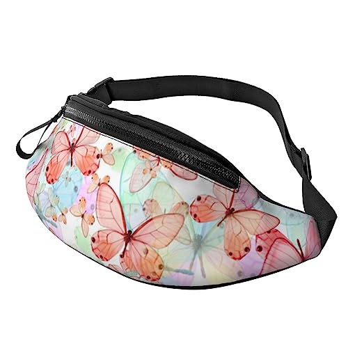 Gürteltasche mit Totenkopf-Motiv, mit verstellbarem Gürtel für Männer und Frauen, Sport, Laufen, Wandern, Joggen, rosa Schmetterling (Pink Butterfly), Einheitsgröße von Faduni