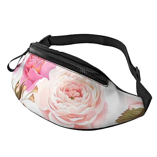 Gürteltasche mit goldenem Ananas-Hintergrund, Gürteltasche mit verstellbarem Gürtel für Männer und Frauen, Sport, Laufen, Wandern, Joggen, Blume, Rose, Rosa, Einheitsgröße von Faduni