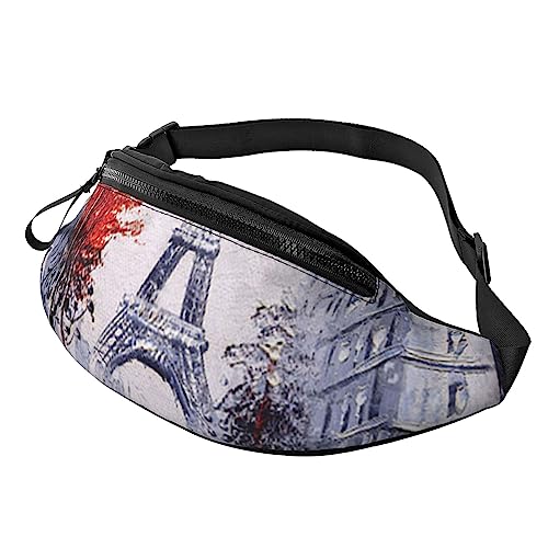 Gürteltasche mit goldenem Ananas-Hintergrund, Gürteltasche mit verstellbarem Gürtel für Männer und Frauen, Sport, Laufen, Wandern, Joggen, Paris City Tree Eiffelturm Art, Einheitsgröße von Faduni