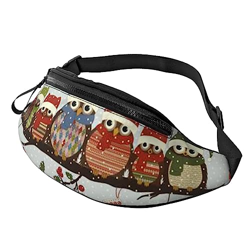 Gürteltasche mit verstellbarem Gürtel für Herren und Damen, mit Herzmuster, Batikfärbung, für Sport, Laufen, Wandern, Joggen, Niedliche Weihnachtseulen auf Ast, Einheitsgröße von Faduni