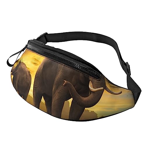 Gürteltasche mit verstellbarem Gürtel für Herren und Damen, mit Herzmuster, Batikfärbung, für Sport, Laufen, Wandern, Joggen, Sunset Elephant, Einheitsgröße von Faduni