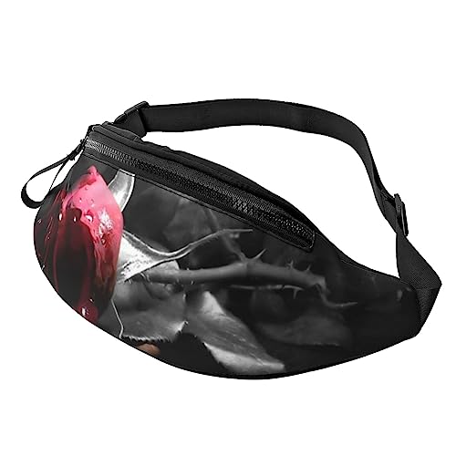 Hüfttasche mit tropischem Strand-Pflanzen-Motiv, Bauchtasche mit verstellbarem Gürtel für Männer und Frauen, Sport, Laufen, Wandern, Joggen, Gothic Black Roses, Einheitsgröße von Faduni