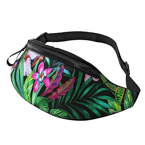 Kiwi Slice Hüfttasche Bauchtasche mit verstellbarem Gürtel für Männer Frauen Sport Laufen Wandern Joggen, Buntes tropisches Blatt, Einheitsgröße von Faduni
