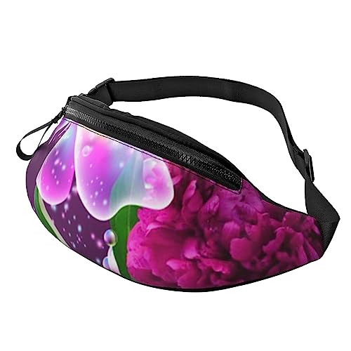 Paris Hüfttasche Bauchtasche Bauchtasche mit verstellbarem Gürtel für Männer Frauen Sport Laufen Wandern Joggen, Schöner violetter Schmetterling mit Blumenmuster, Einheitsgröße von Faduni