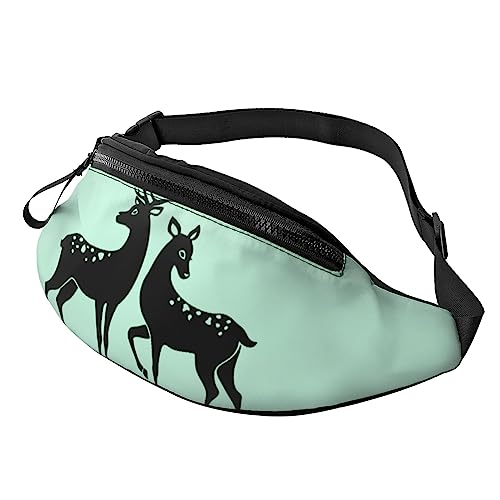 Schöne Gürteltasche mit verstellbarem Gürtel für Männer und Frauen, Sport, Laufen, Wandern, Joggen, reh / hirsch, Einheitsgröße von Faduni