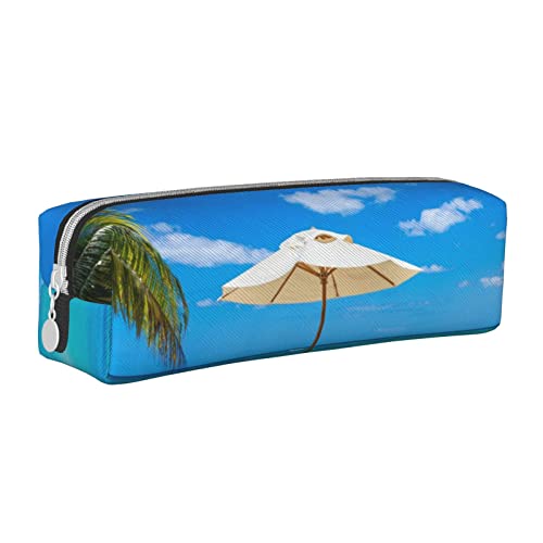 Stylisches Federmäppchen aus Leder mit Flamingo-Motiv – halten Sie Ihre Schreibwaren organisiert, White Beach Tropical Sea, Einheitsgröße, Taschen-Organizer von Faduni