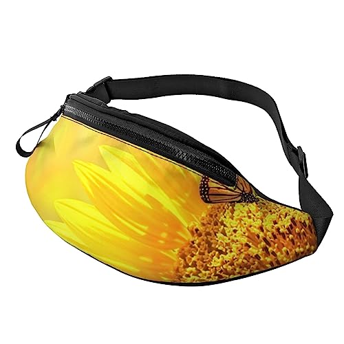 Sunflower Butterfly Sunny Hüfttasche Bauchtasche mit verstellbarem Gürtel für Männer Frauen Sport Laufen Wandern Joggen, Sonnenblume Schmetterling Sonne, Einheitsgröße von Faduni