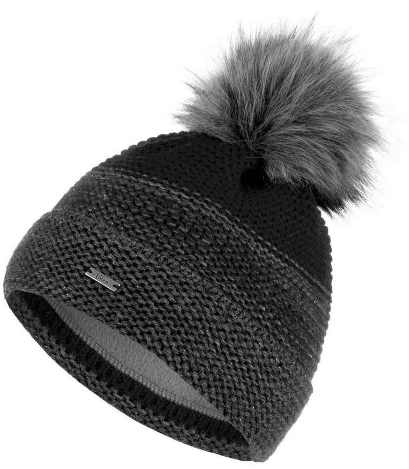 Faera Beanie Faera Wintermütze warm gefüttert mit Fleece-Futter Kunstfell Bommel-Mütze Winter Strick-Mütze Beanie-Mütze Damen Herren One-Size 12 von Faera