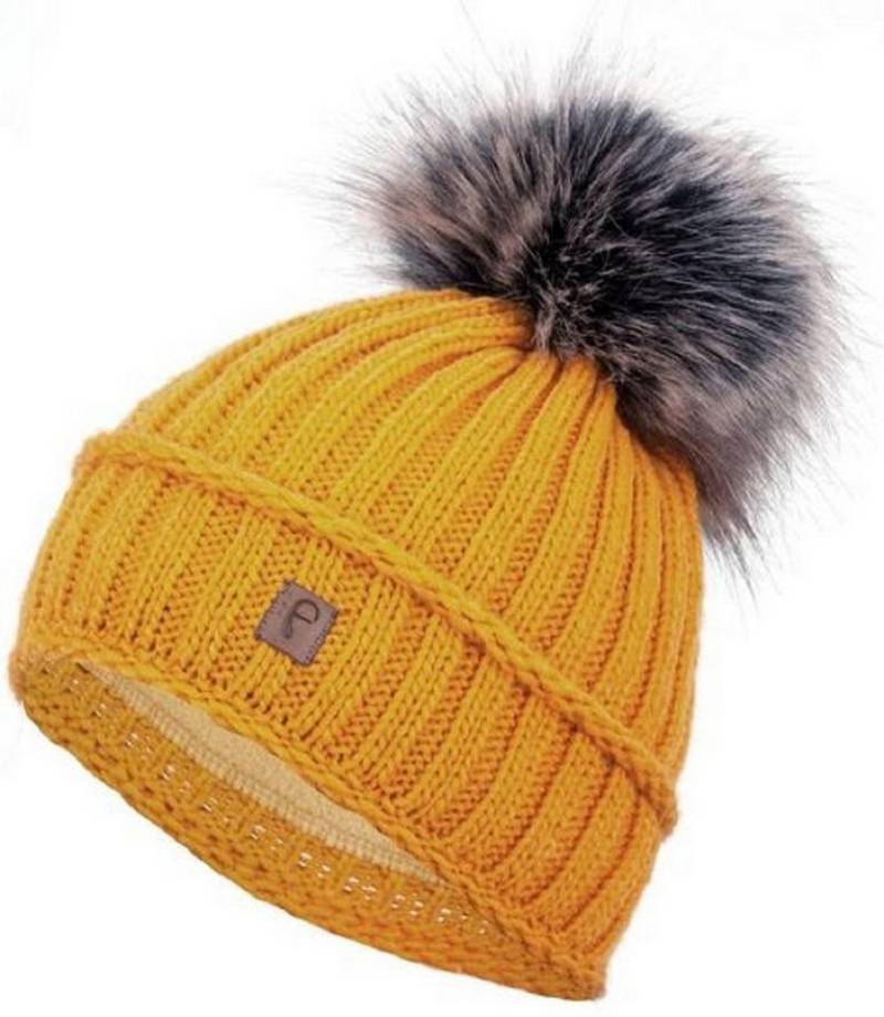 Faera Beanie Wintermütze mit Futter mit Kunstfell Bommel-Mütze Unisex One-Size von Faera