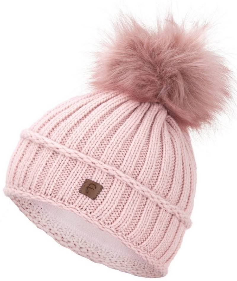 Faera Beanie Wintermütze mit Futter mit Kunstfell Bommel-Mütze Unisex One-Size von Faera