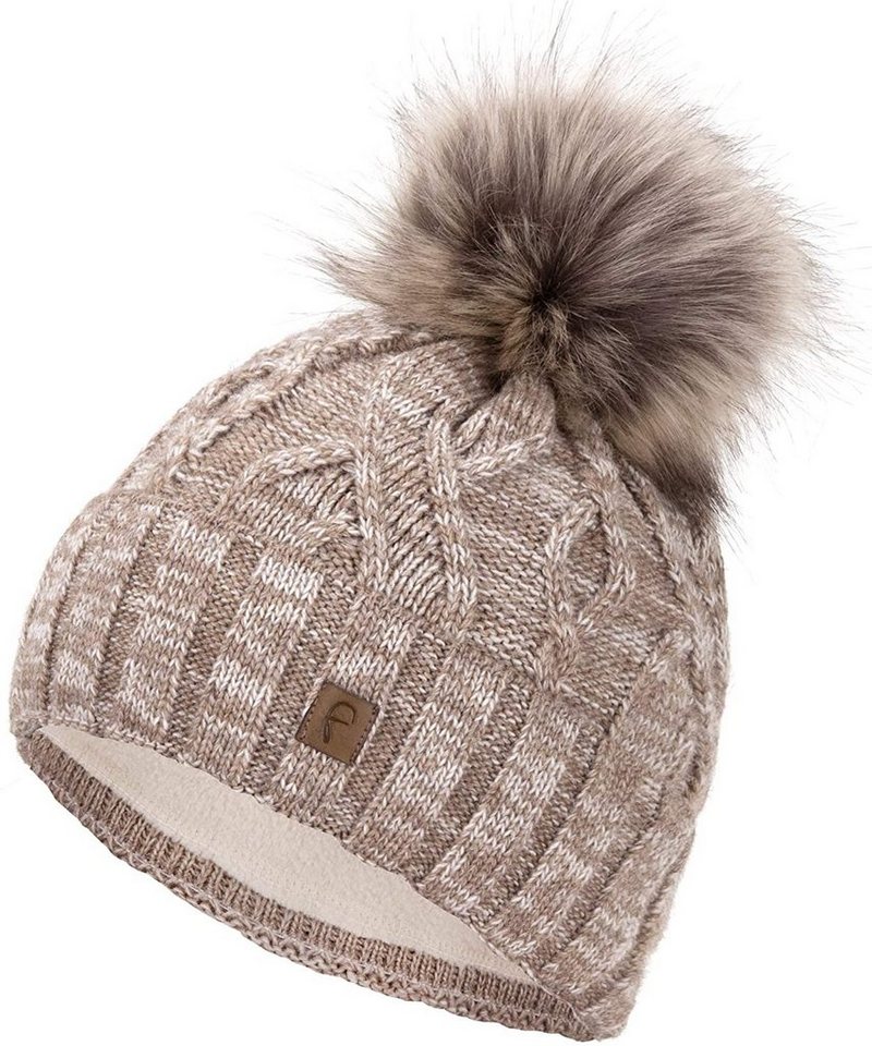 Faera Beanie Wintermütze warm gefüttert mit Kunstfell Bommel-Mütze Unisex One-Size Faera Beanie Wintermütze warm gefüttert mit Kunstfell Bommel-Mütze Unisex One-Size von Faera