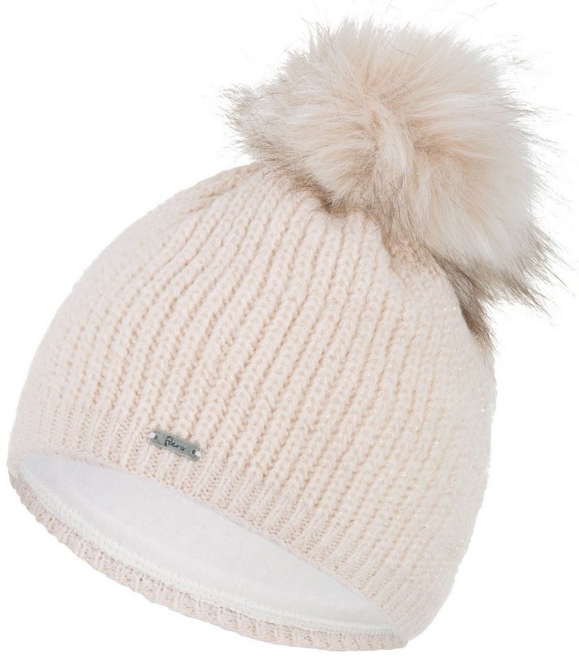 Faera Bommelmütze (1-St) Damen Wintermütze gefüttert Glitzer Winter Beanie Strickmütze von Faera