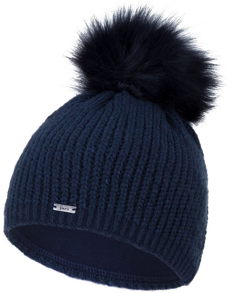 Faera Bommelmütze (1-St) Damen Wintermütze gefüttert Glitzer Winter Beanie Strickmütze von Faera