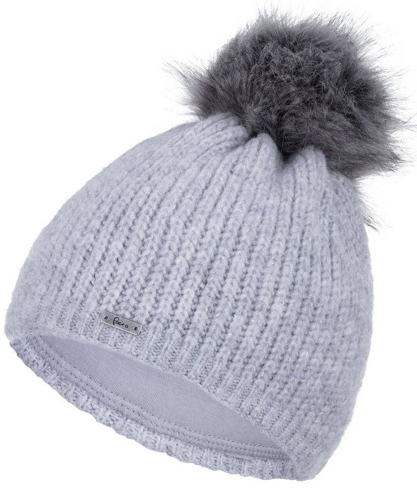 Faera Bommelmütze (1-St) Damen Wintermütze gefüttert Glitzer Winter Beanie Strickmütze von Faera