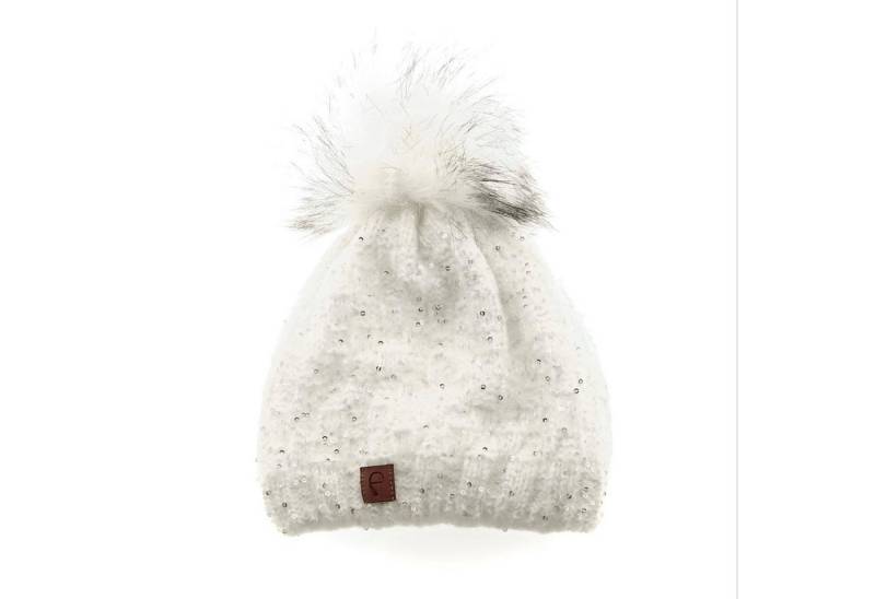 Faera Bommelmütze Mütze zum Warmhalten im Herbst oder Winter Bommel-Mütze mit Perlen von Faera