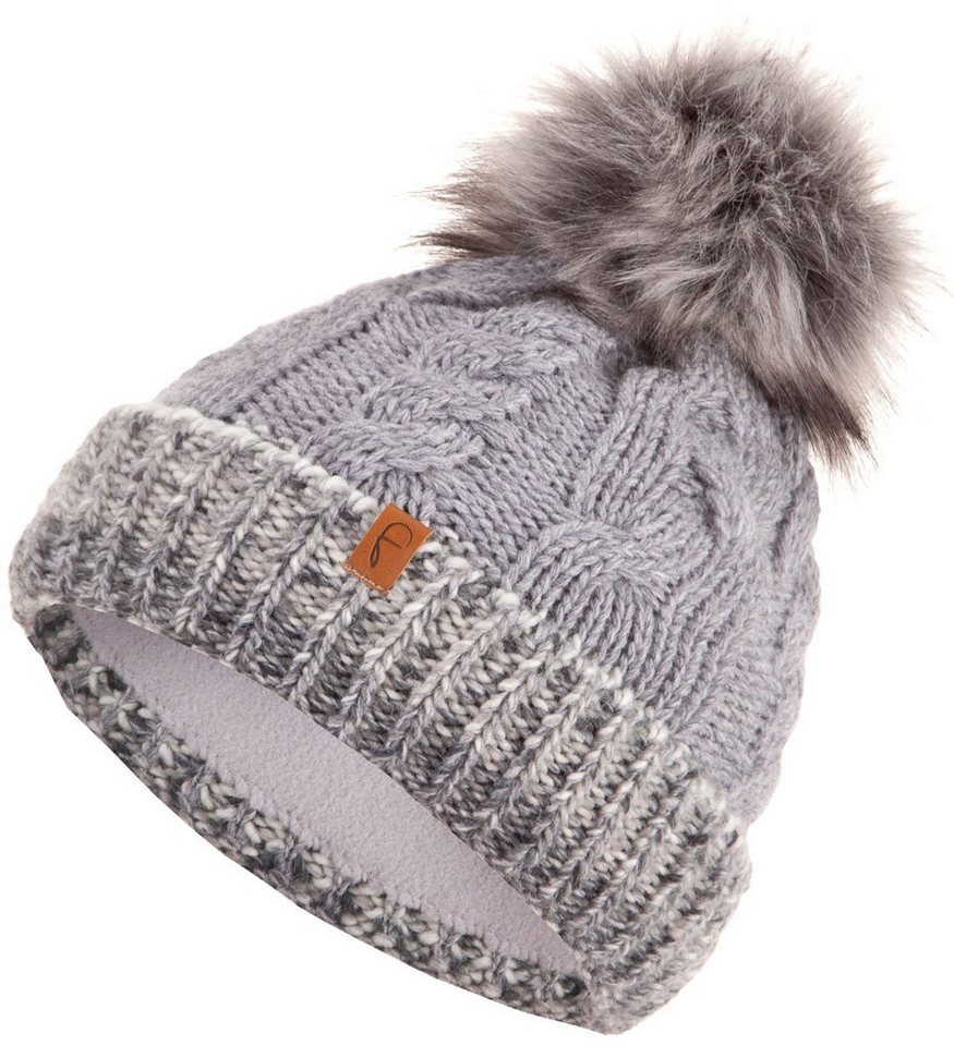 Faera Bommelmütze Wintermütze Damen Herren Beanie Mütze Haube gefüttert Strickmütze Bommelmütze von Faera