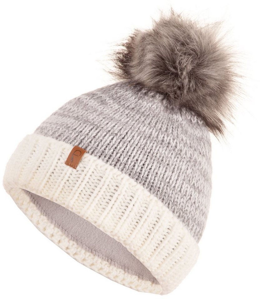 Faera Bommelmütze Wintermütze Damen Herren Beanie Mütze Haube gefüttert Strickmütze Bommelmütze von Faera