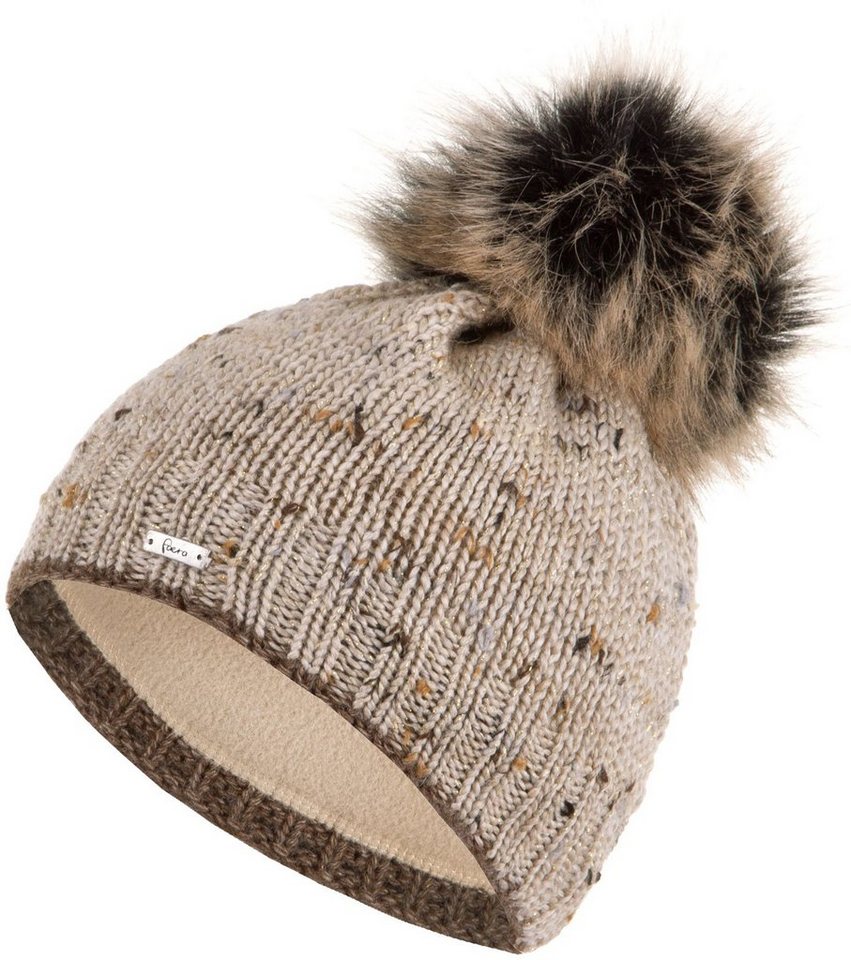 Faera Bommelmütze Wintermütze Damen Winter Mütze Beanie Haube gefüttert Strickmütze von Faera