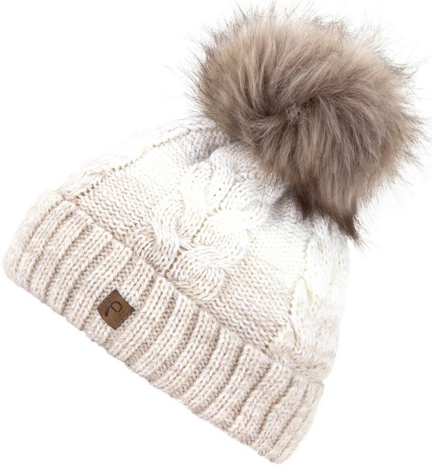 Faera Bommelmütze Wintermütze Damen Winter Mütze Beanie Haube gefüttert Strickmütze von Faera