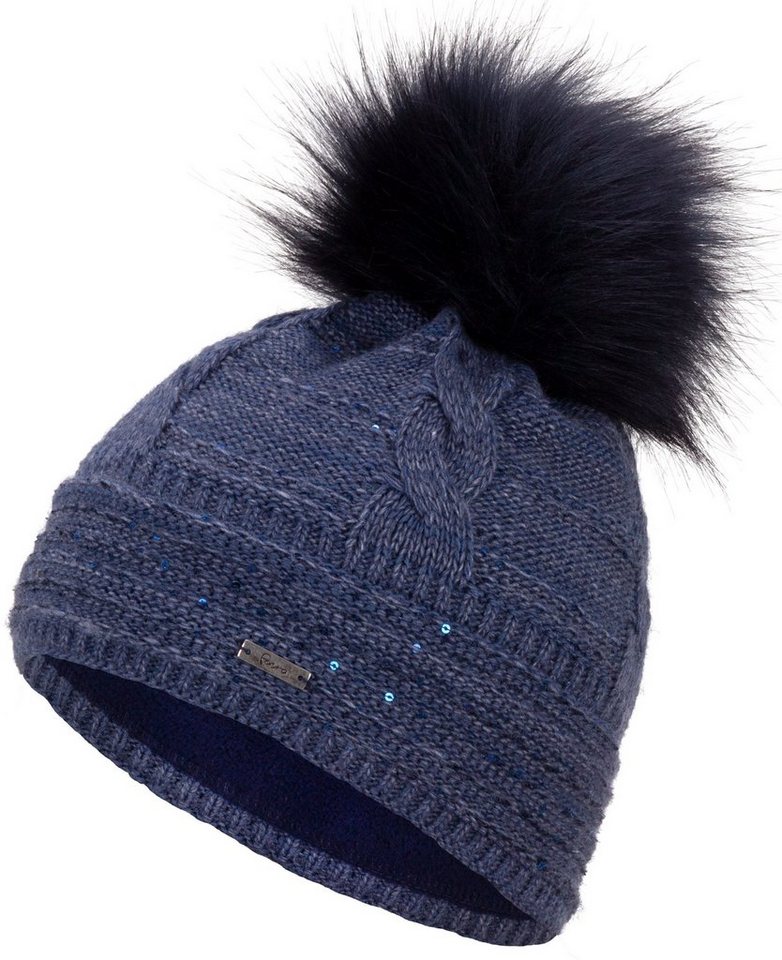 Faera Bommelmütze Wintermütze Damen Pailletten Mütze Beanie Haube gefüttert Strickmütze von Faera