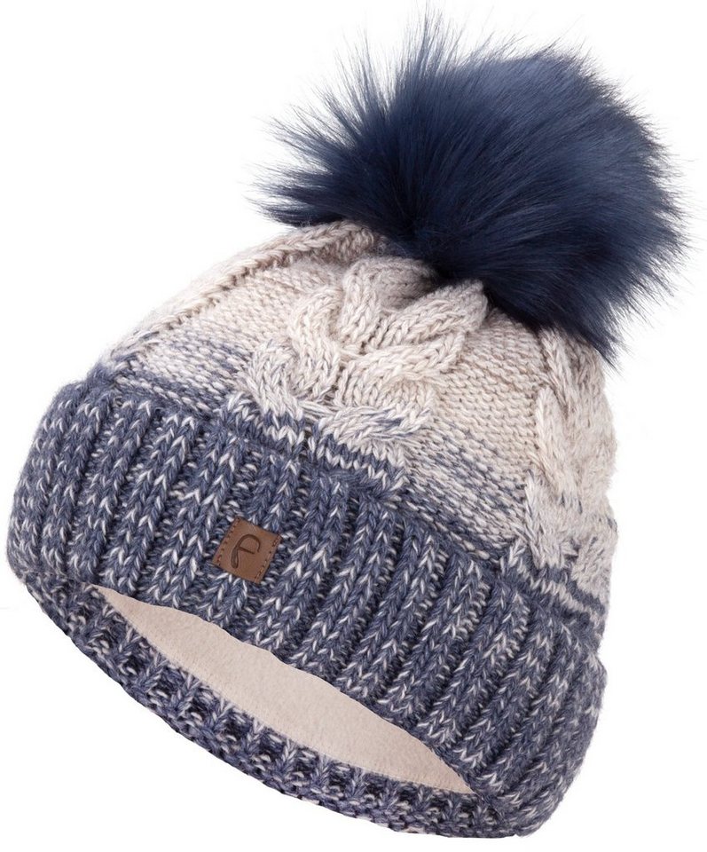 Faera Bommelmütze Wintermütze Damen Winter Mütze Beanie Haube gefüttert Strickmütze von Faera