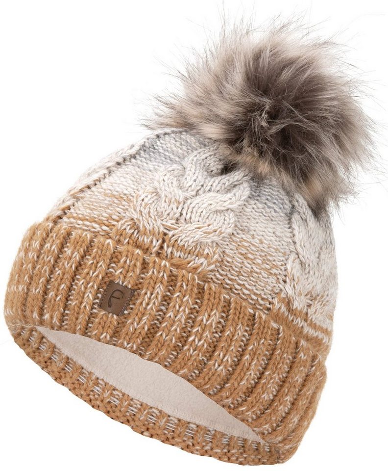 Faera Bommelmütze Wintermütze Damen Winter Mütze Beanie Haube gefüttert Strickmütze von Faera