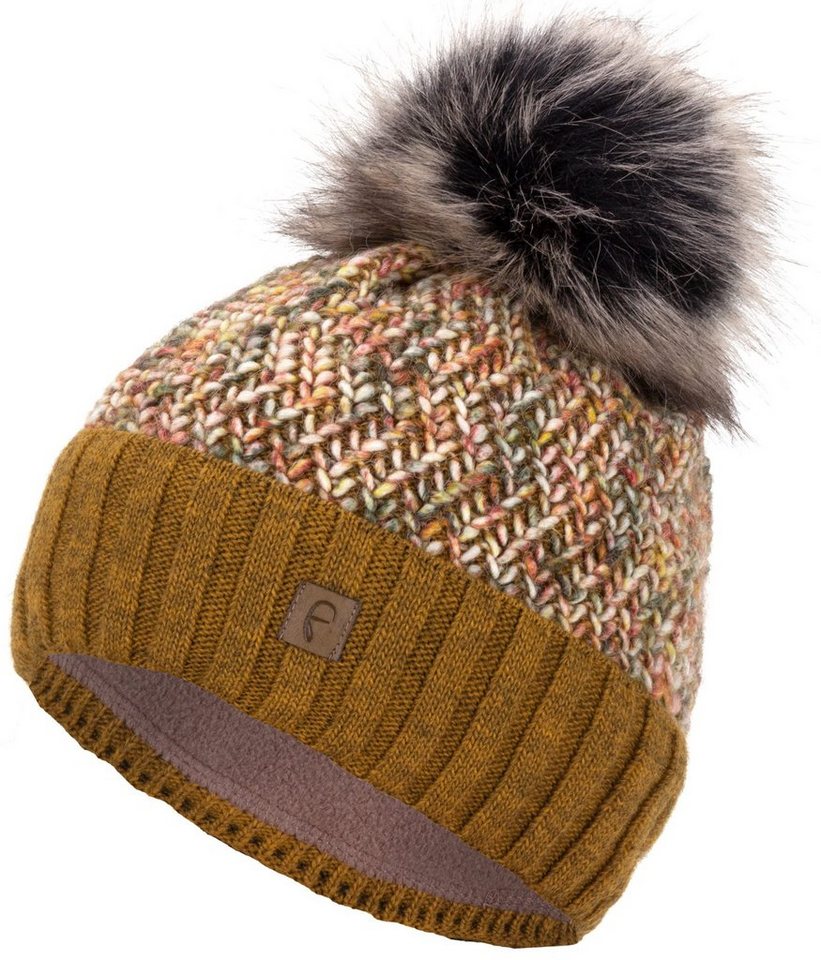 Faera Bommelmütze Wintermütze Damen Winter Mütze Beanie Haube gefüttert Strickmütze von Faera