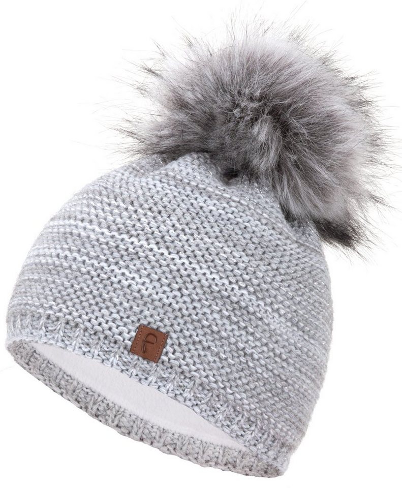 Faera Bommelmütze Wintermütze Damen Mütze Beanie Haube gefüttert Strickmütze Bommelmütze von Faera