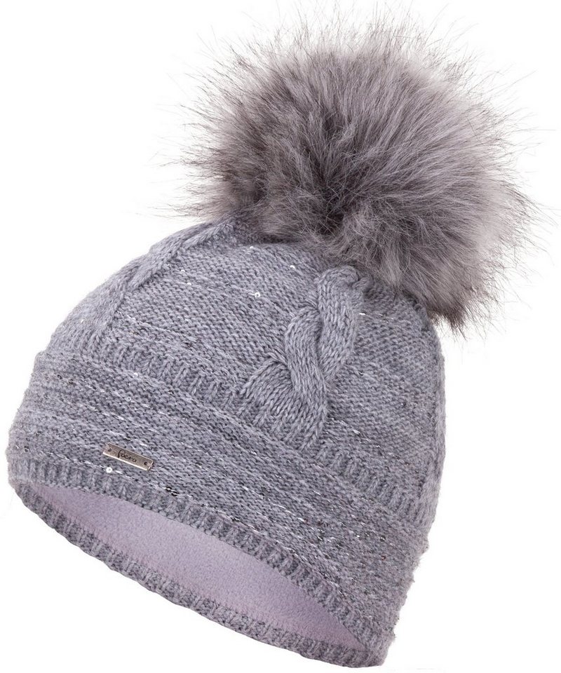 Faera Bommelmütze Wintermütze Damen Pailletten Mütze Beanie Haube gefüttert Strickmütze von Faera