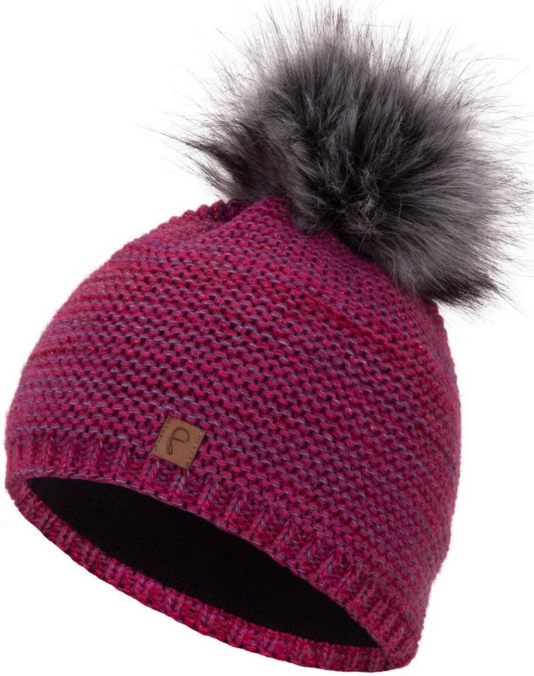 Faera Bommelmütze Wintermütze Damen Mütze Beanie Haube gefüttert Strickmütze Bommelmütze von Faera