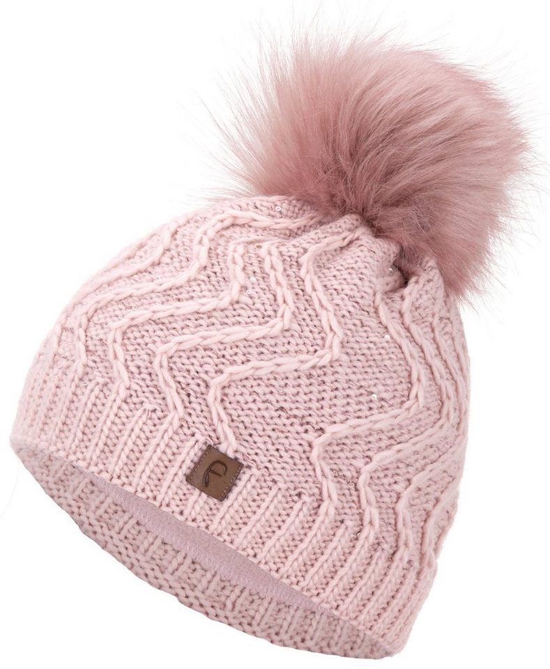 Faera Bommelmütze Wintermütze Damen Pailletten Mütze Beanie Haube gefüttert Strickmütze von Faera