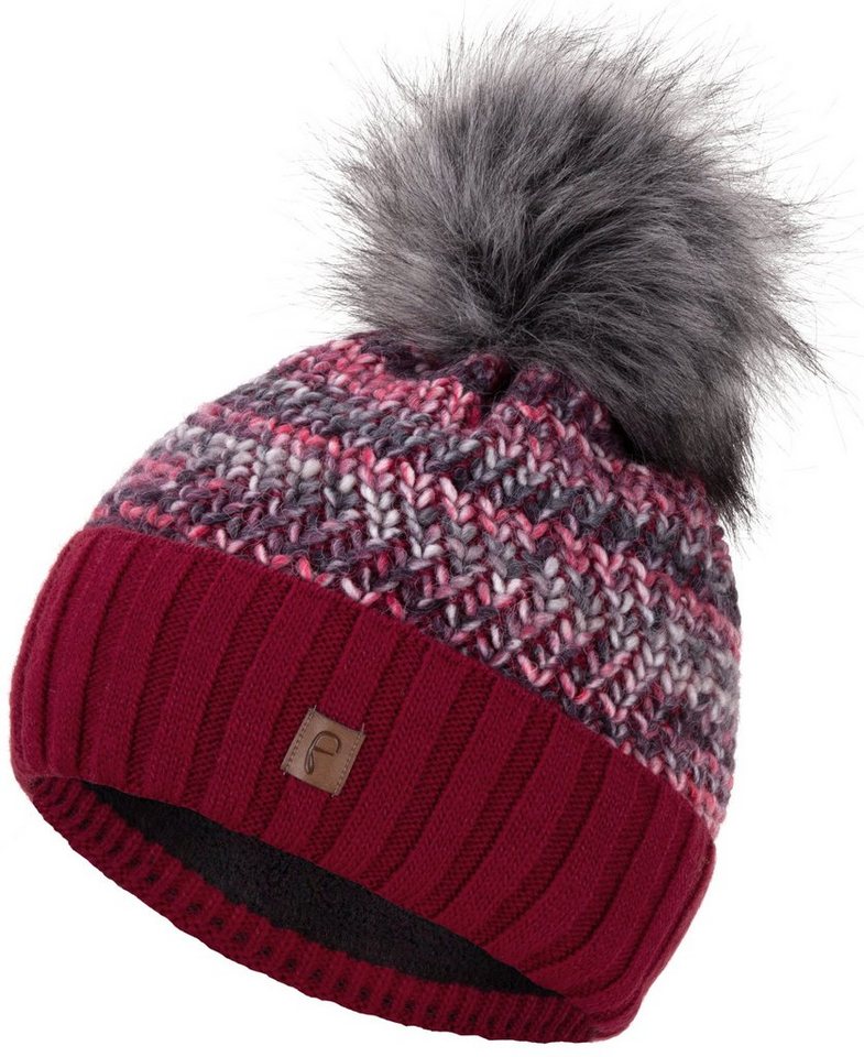 Faera Bommelmütze Wintermütze Damen Winter Mütze Beanie Haube gefüttert Strickmütze von Faera