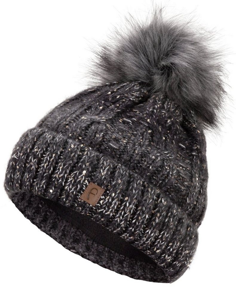 Faera Bommelmütze Wintermütze Damen Pailletten Mütze Beanie Haube gefüttert Strickmütze von Faera