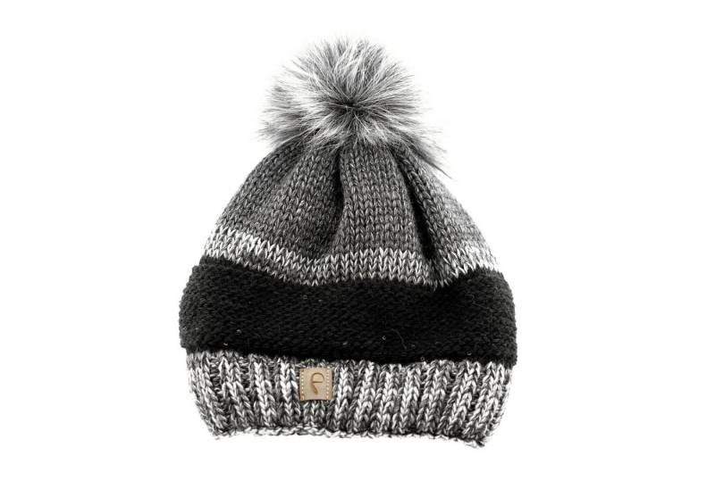 Faera Bommelmütze Wintermütze warm Kunstfell Bommel-Mütze Strickmuster Fleece-Futter von Faera