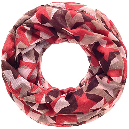 Faera Camouflage Sterne weicher und leichter Damen Sommer-Schal Loopschal Rundschal in verschiedenen Farben Einheitsgröße, SCHAL Farbe:Rot von Faera