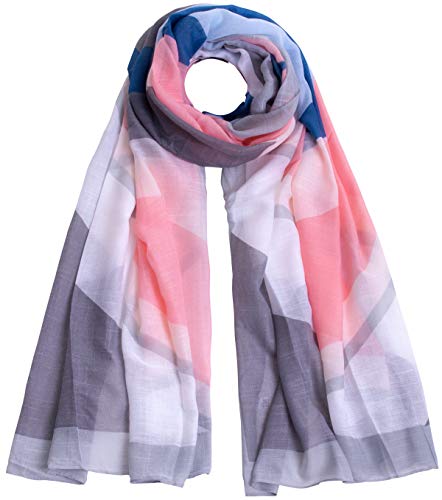 Faera Damen Schal geometrisch gemusterter weicher und leichter Damenschal Einheitsgröße in verschiedenen Farben, SCHAL Farbe:Hellgrau von Faera
