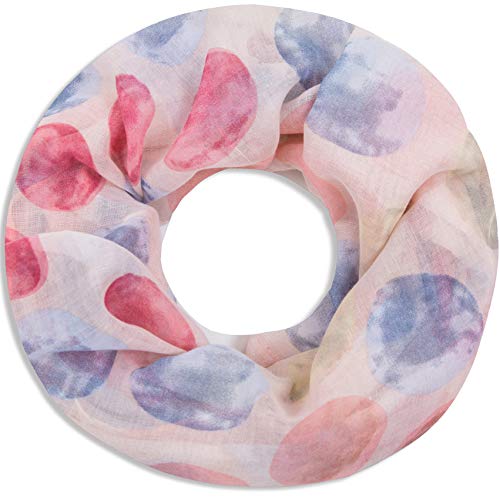 Faera Damen Schal gepunkteter weicher und leichter Loopschal Rundschal mit großen Punkten in verschiedenen Farben, SCHAL Farbe:Rosé von Faera