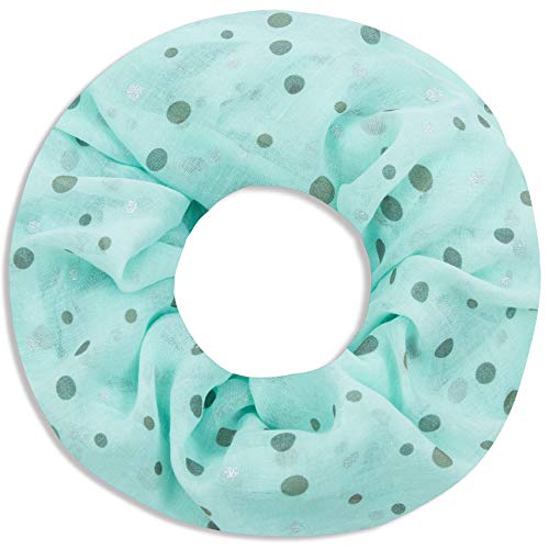 Faera Damen Schal luftig und weich mit erfrischendem Punkt-Muster Loopschal Rundschal in verschiedenen Farben, SCHAL Farbe:Mint von Faera