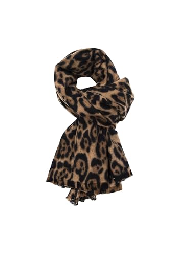 Faera Damen Schal mit Leomuster elastischer Strick Strick mit Cozy Oberfläche, Farben:Braun, Größe:One Size von Faera