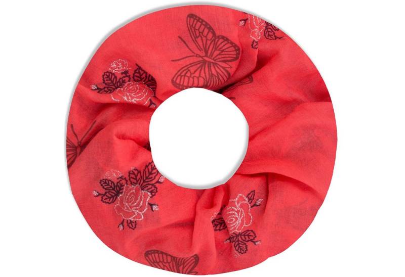 Faera Loop, Damen Schal Schmetterling und Rosen weich und leicht Loop Rundschal von Faera