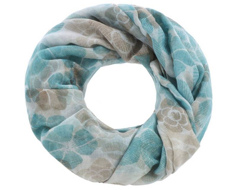 Faera Loop, Damen Schal Blumenmuster Blüten weich und leicht Damen Loop Rundschal von Faera