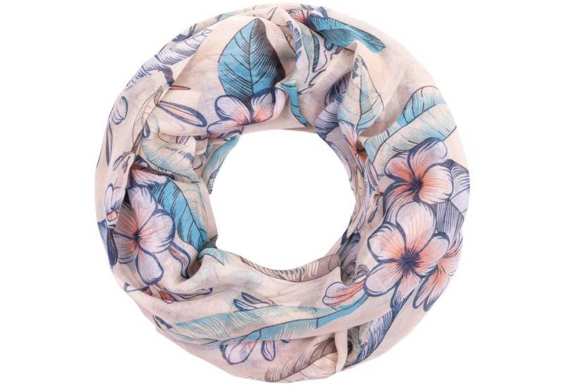 Faera Loop, Damen Schal mit tropischen Blüten weich und leicht Loop Rundschal von Faera
