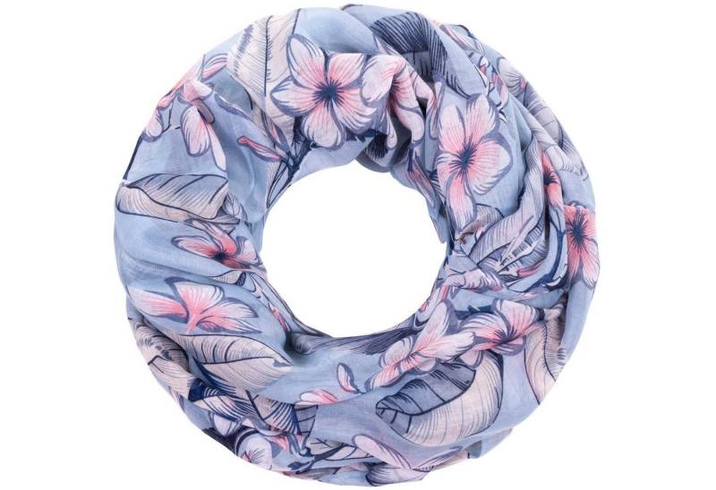 Faera Loop, Damen Schal mit tropischen Blüten weich und leicht Loop Rundschal von Faera