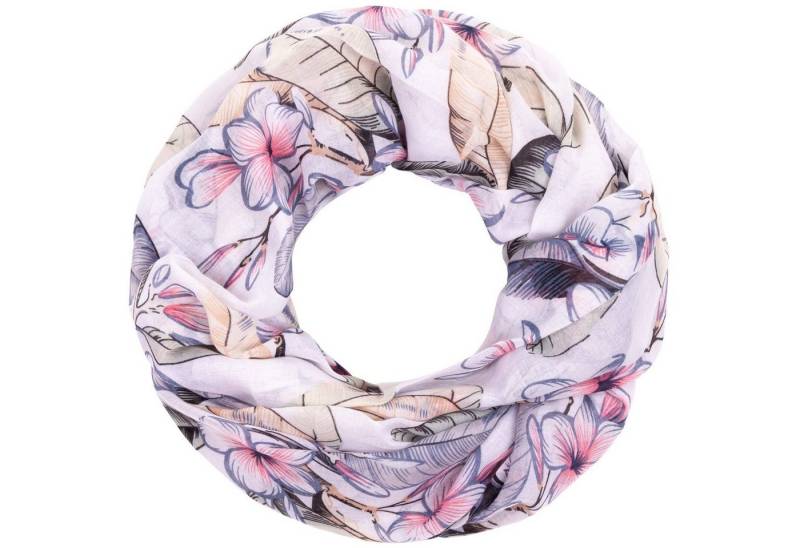 Faera Loop, Damen Schal mit tropischen Blüten weich und leicht Loop Rundschal von Faera