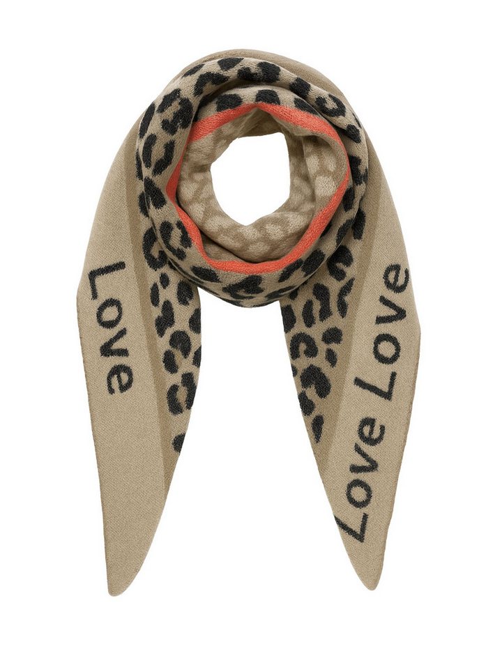 Faera Modeschal Animal Love Dreieckstuch elastischer Strick Leo Muster, 8149 in Braun-2 von Faera