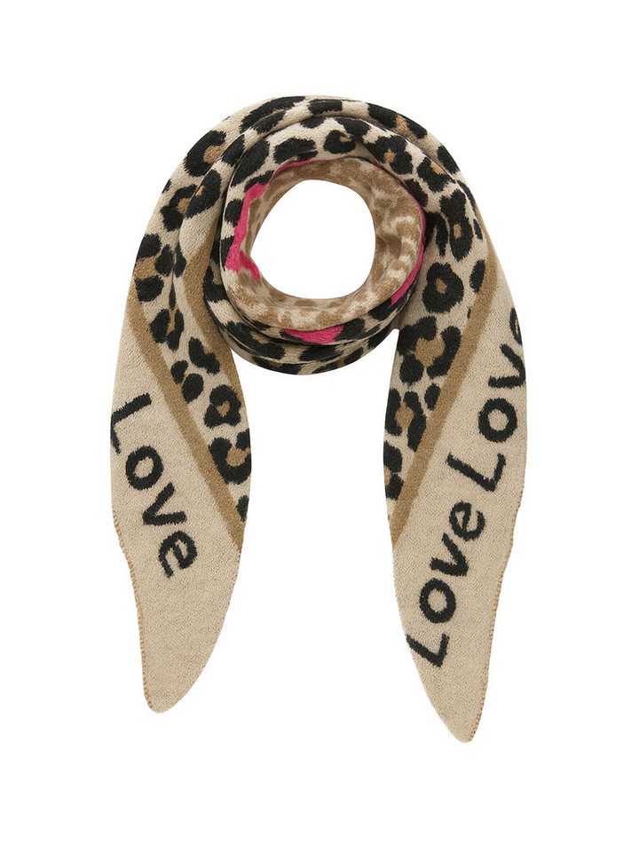 Faera Modeschal Animal Love Dreieckstuch elastischer Strick Leo Muster, 8149 in Braun-4 von Faera